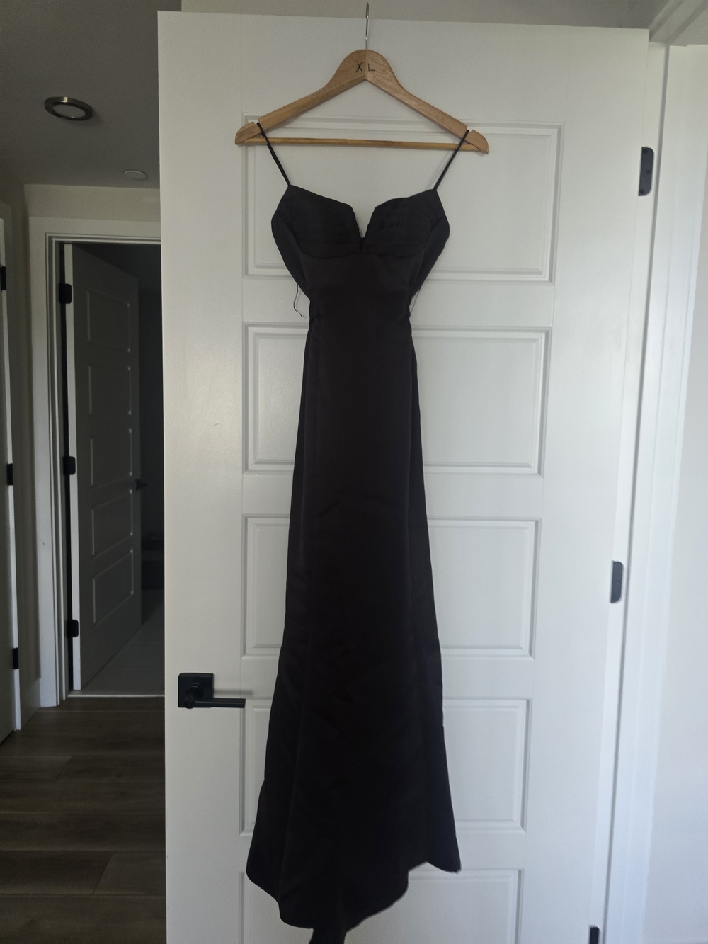 Laundry By Shelli Segal Black Satin Spaghetti-Strap Maxi Dress